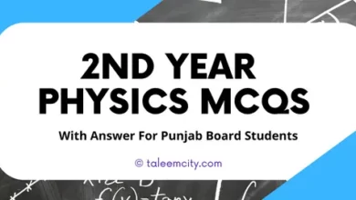2nd Year Physics MCQs Solved
