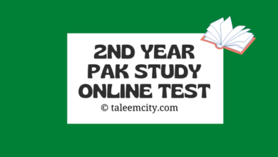 2nd Year Pak Study Online MCQs Test