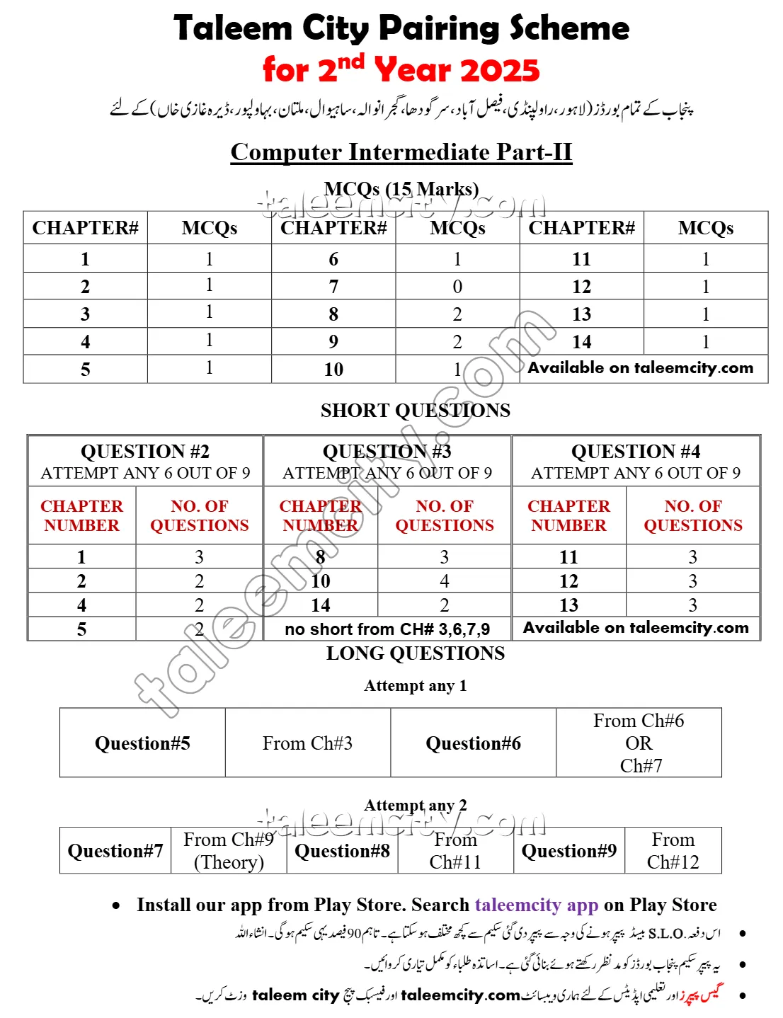 2nd Year Computer Pairing Scheme 2025