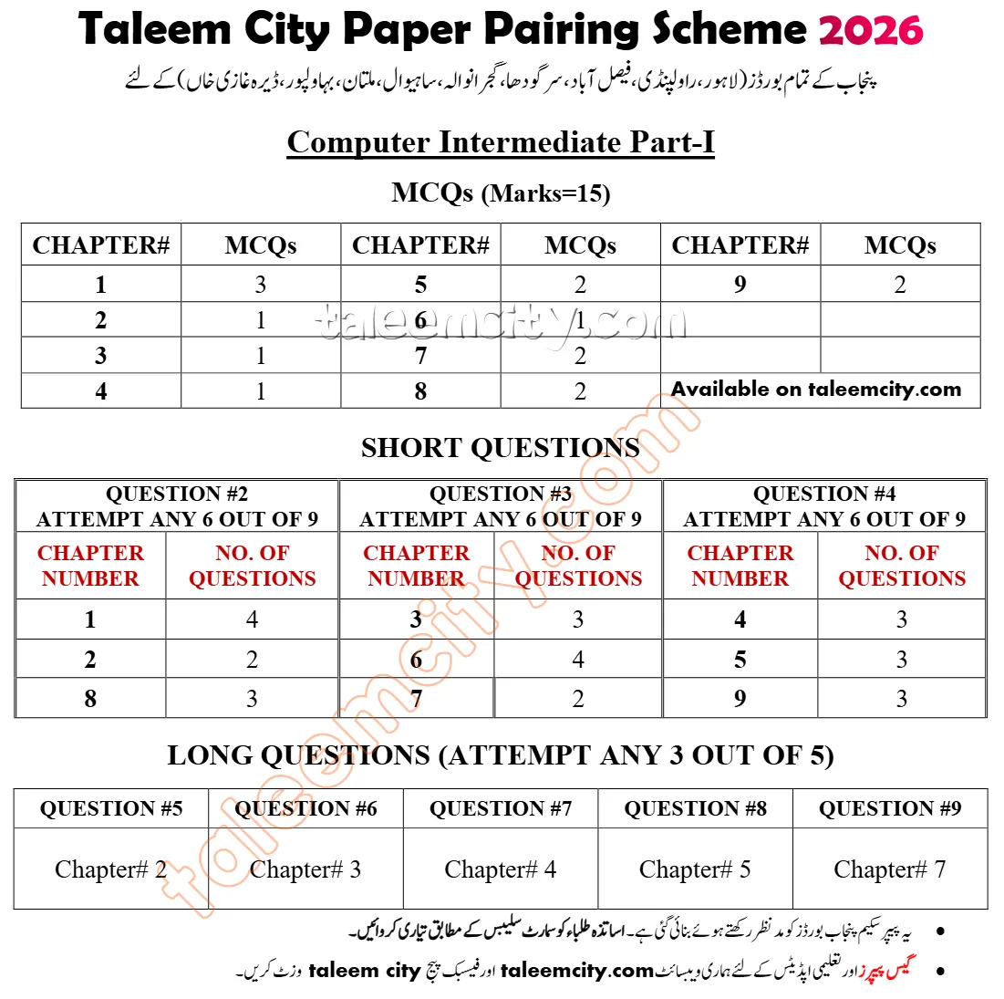 1st Year Computer Pairing Scheme 2026